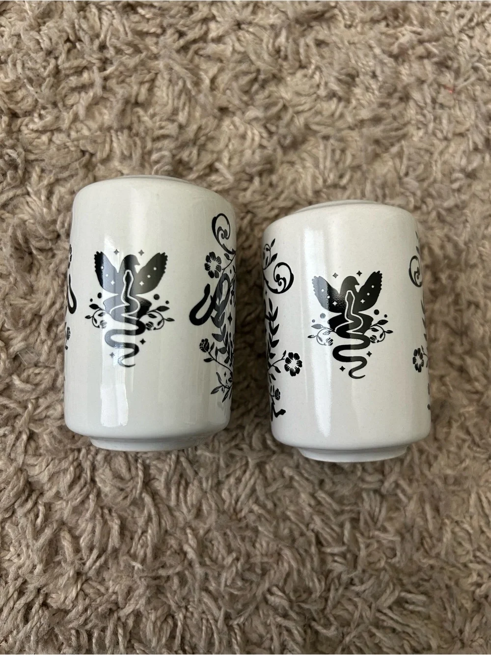 Dame Blanche & Chasseur Decorative Ceramic Salt and Pepper Shakers